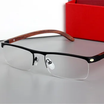Нова Мода ультралегкая Рамки за очила в полурамке, Мъжки Бизнес Очила На дървена дръжка, Рамки За Очила, с променящ се цвят При късогледство