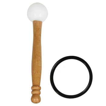 Музикалното купа С гумен пръстен на Бялото и дървена цвят, Масив Дърво + Гумена Музикална купа, Поющая купа, Звукова купата на Буда