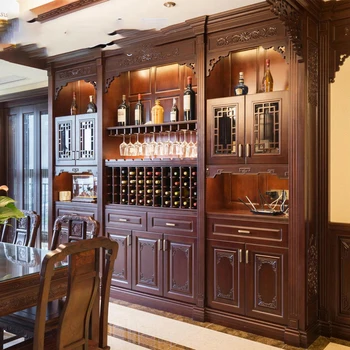 Общ шкаф с златен рисувани в европейски стил по поръчка, отворена кухня, кухненски шкаф във френски стил, цялата къща от масивно дърво cu