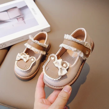 2023 Нова мека кожена обувки за момичета, Универсална детска мода ежедневни обувки в стил Лолита 