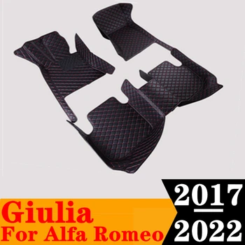 Sinjayer Непромокаеми Кожени Автомобилни Постелки На Поръчка Отпред и Отзад FloorLiner Авточасти За Alfa Romeo Giulia 2017-2022