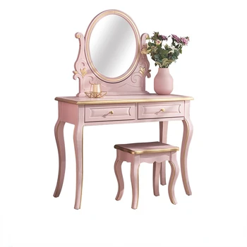 L Комбиниран шкаф за бижута, козметичен шкаф за спалня с огледало, Стол, Скрин, масичка за грим от висок клас