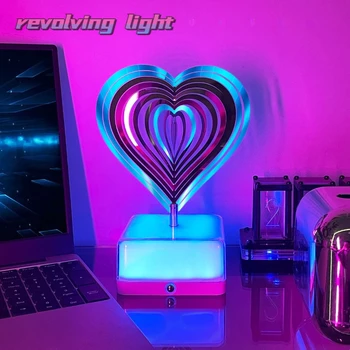 3D Въртящи Фантазийный лека нощ Настолна Лампа Декоративна Украса LED Акумулаторна Нощни Неоновите Разсеяна Светлина Празничен Подарък