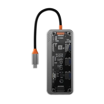 Докинг станция 10-в-1 USB C С подкрепата на бързо зареждане PD3.0 USB-хъб с няколко разветвителями 3,5 мм Аудиопорт HDMI-Съвместим 4K/30Hz