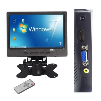 1024 *600 7--инчов LCD HD PC Монитор Мини телевизор Компютърен Дисплей, 2-Канален видео вход, Преносим Монитор за Сигурност С Високоговорител, HDMI, VGA