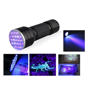 1 Бр. UV-Ултравиолетов 21 led фенерче, мини-черно, лампа, алуминий фенерче, абсолютно Нов За проверка бележки, стъклени чаши, престъпност