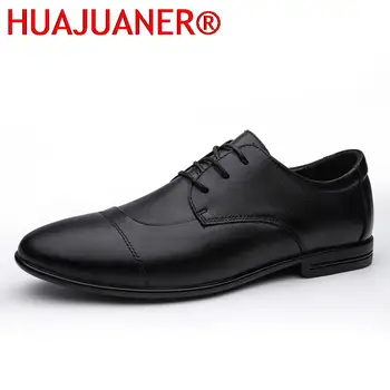 HUAJUANER/ Мъжки модни oxfords; Колекция 2023 г.; Есенни удобни мъжки Мокасини дантела; Мъжки обувки; Брандираната мъжки Ежедневни обувки от естествена кожа