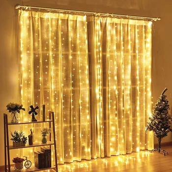 6-метров led душ завеса-венец на прозореца се захранва от USB, Венец приказни светлини с дистанционно управление, Коледна Гирлянда, led осветление, Коледна украса