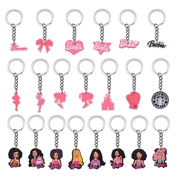 Аксесоари за Ключодържател кукли Барби Kawaii Mini Barbies Princess Ключодържател от PVC, мек гумен ключодържател, Висулка във формата на чанта, подарък за деца
