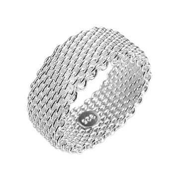 TIEYINY Модерен пръстен от сребро 925 проба, Сетчатое переплетенное пръстен За Жени, Модни бижута, подарък