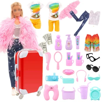 Куклен куфар, пътна дрехи и аксесоари за 11,5-инчов кукли за момичета, переноска за пътуване, Безплатна доставка, детски подарък