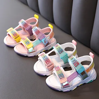 Летни детски сандали, Дишаща плажната обувки, Детски сандали с цветни писмото принтом За момчета и Момичета, Градинска обувки за деца