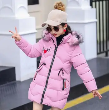 Нова дебела утепленная зимно яке за момичета, подвижна капачка, плюшено яка, палто с качулка за деца, подарък за децата на рожден ден