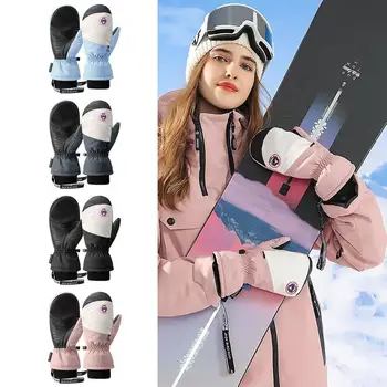 Мъжки И дамски зимни ски ръкавици за каране на сноуборд с сензорен екран, водоустойчив топлинни дебели снежни ръкавици, ръкавици без пръсти за моторни шейни