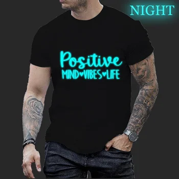 Positive Mind Vibes Life Тениска С Принтом За Жени И Мъже, Летни Меки Върхове в стил Хип-Хоп, Модерен Ежедневни Тениска с къс ръкав, Светещи Тениски, Топ