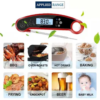 Термометър за месо с мигновено отчитане, дигитален със сензор за бързо приготвяне, точен водоустойчив хранително-вкусовата термометър, барбекю, Кухня, Скара за печене