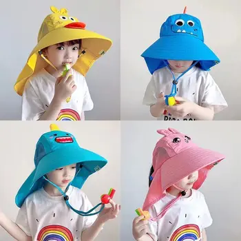 Детска Шапка с сенника може да се Регулира Детска лятна плажна шапка с широка периферия, за момче и момиче 3-12 години, аксесоари за деца
