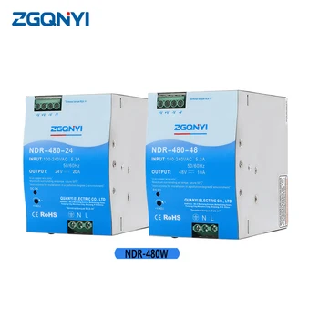ZGQNYI NDR-480W 24V 48V Din-рейк Импулсно захранване на променлив ток в постоянен Висококачествен Източник на захранване за електрическото оборудване,
