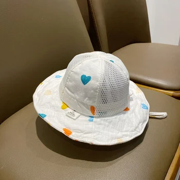 Рибарска шапка, детска шапка Лятна Окото дишаща Скъпа шапка, Защита от слънцето, Детска шапка с голяма периферия, козирка, бебешки аксесоари