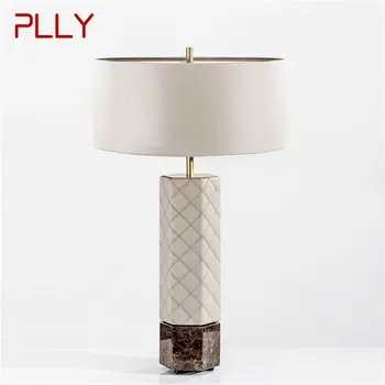 Модерна настолна лампа в стил постмодерното, Модерна светодиодна настолна лампа, кожа, лесна за дома, спалня, всекидневна