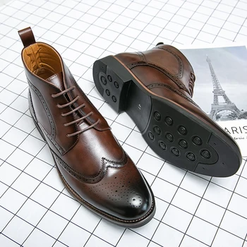 Мъжки ежедневни обувки Brock Oxford, реколта мъжки официалната обувки с остри пръсти, пролет-есен 2023, нова бизнес класически мъжки обувки