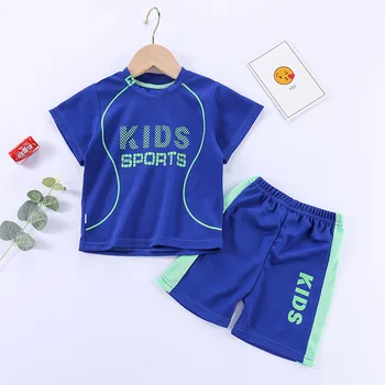 Детски спортни костюми, гащеризони, Летни потник + шорти, 2 броя в 1, Дрехи за малките момчета, тениска, Бързо охлаждане