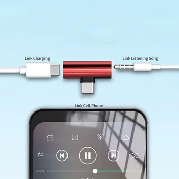 USB C за свързване на аудио-ключ Aux от USB C до 3,5 мм, слушалки и адаптор за зареждане на слушалките от USB C до 3,5 мм
