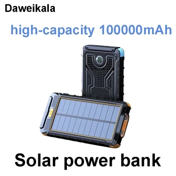 Нов захранващ блок за слънчева батерия 100000 ма Compass Външен водоустойчив каишка Безжична зареждане на свръх бърз мултифункционален захранване