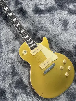 Класическата електрическа китара Les Paul LP 70-те години на Луксозни с позлатените купол и потертым блясък
