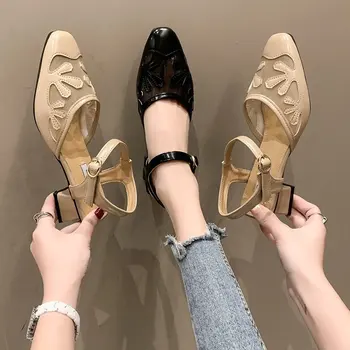 2023 Дамски сандали Baotou с односложной ключалката и цветен модел, Окото Дамски обувки с изрезки, Летни Модни и Удобни дамски обувки-лодка