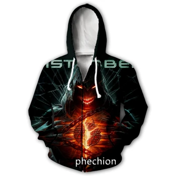 phechion/Нови мъжки/дамски ежедневни блузи с цип с 3D принтом Disturbed Rock Band, Модни Свободни мъжки спортни блузи с цип J68