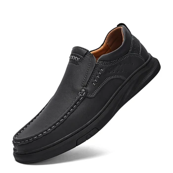 Ежедневни Мъжки меки обувки, Удобни обувки, Мъжки Лоферы, Мокасини, Обувки за шофиране, по-Големи размери 38-44, Кожена ръчно изработени обувки за мъже