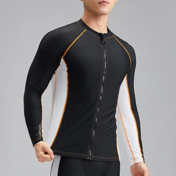 2023 Нови Мъжки Слънчеви Двойни Бански костюми с дълъг ръкав За плаж, сърф, гмуркане, водни спортове, Сърф, гмуркане с цип Отпред