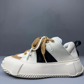 Модерни обувки за баща на европейски/американски стил Ins, Мъжки обувки на асансьора с дизайн в стил просяк, Обувки от естествена кожа, които растежа, за мъже