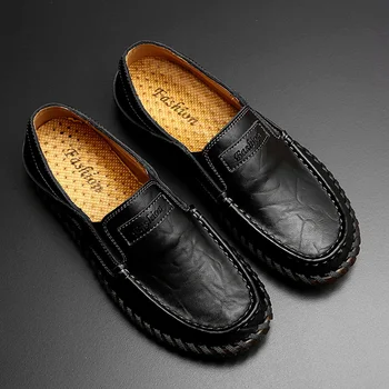 Ежедневни Мъжки обувки Мека Елитната марка обувки за мъже, Лоферы, Мокасини, Обувки за шофиране, мъжки маратонки от естествена кожа, Качество дантела