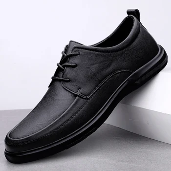 Мъжки обувки Ежедневни обувки от естествена кожа, Мъжки Sapato Masculino Chaussures Ежедневни маратонки Мъжки обувки за сватбени партита мъжки обувки на плоска подметка
