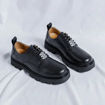 Мъжки градинска мода реколта ежедневни дизайнерски обувки на дебела подметка, които растежа, мъжки вечерни сватбени модела обувки