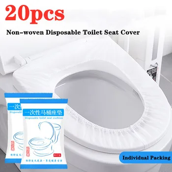 Еднократна калъф за седалката на тоалетната чиния от нетъкан текстил, подложка за тоалетна, Непромокаема подложка за тоалетна, Пътен аксесоар за баня, Обезопасена Независима опаковка