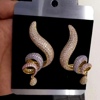 Луксозни обеци-капки Jimbora с двойни нокти, модерен индийски обеци с кубическим цирконием за жени, подарък за сватба, участието, парти