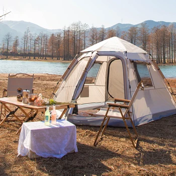 Палатка за нощуване на открито-на 4-6 човека, Автоматична быстрооткрывающаяся палатка, Преносима непромокаемая, защищающая от слънцето палатка за риболов, разходки, плаж подслон