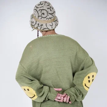 Пуловери Kapital 20ss с улыбающимся лице, мъжки и женски пуловери с кръгло деколте и дълги ръкави