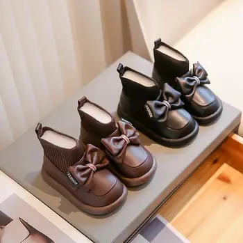 2023 Нови Ботильоны за момчета, Меки детски модни обувки в британския стил, Ежедневни кожени обувки за момичета, Скъпа детски спортни обувки, Маратонки