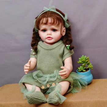 55 см Популярна Изцяло Силиконова Възстановената Момиче Реалистична Реалистична Кукла Принцеса Дете Bebe Бебето Рожден Ден Подарък Играчка За Баня
