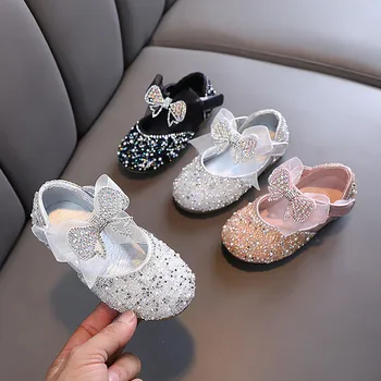 Летни сандали за момичета, корейското издание, Перлени обувки на Принцесата с отворени пръсти за малки момичета, Сандали среден и голям размер за малки момичета