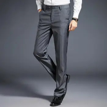 Нови модни Костюмные Мъжки панталони са Широки прави Панталони Участък За пътуване до работа и почивка Мъжки Костюмные панталони Черни мъжки модел панталони
