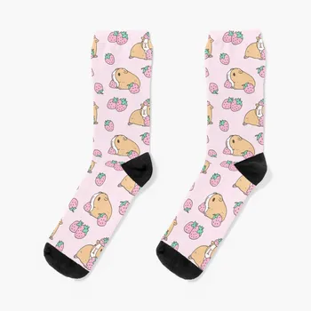 Чорапи с шарени розова морски свинчета и ягоди, мъжки компресия чорапи в стил хип-хоп, женски баскетбол