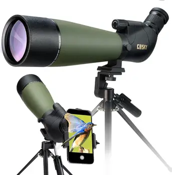 Актуализиран оптичен мерник 20-60x80 със статив, чанта за носене - Ъгъл на очите BAK4 за стрелба, Лов, наблюдение на птици, диви животни