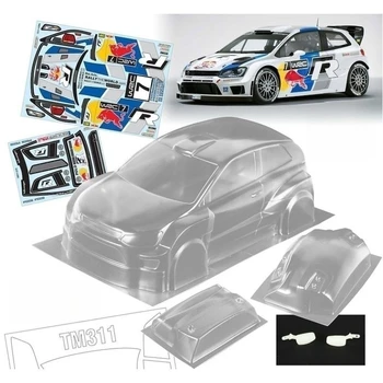 Купето TeamC 210 мм Рали Автомобил 1/10 Mini Polo WRC Прозрачен Автомобил със Задно Антикрылом, леко изкривени и огледала за Радиоуправляемого Дрифтерного кола