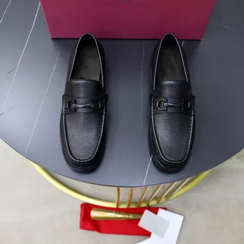 2023 г., Нова марка обувки от телешка кожа, Модерен мъжки ежедневни обувки, Лоферы ръчна изработка, Удобни дишащи мъжки модел обувки