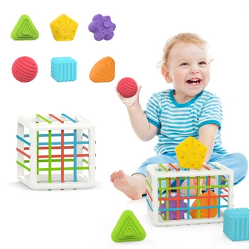 Играта Монтесори под формата на разноцветни къдрави блокове, сортиране детски мотор, осезаемо обучение, забавни играчки за деца, подарък за рожден ден, Bebe